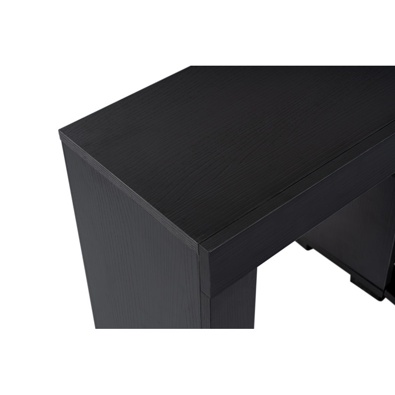 Meuble télé moderne, noir bois, 70,9 po x 19,7 po x 12,3 po | 100% panneau de particules enduit de mélamine, épaisseur: 0,7 pouce | Design élégant et fonctionnel pour le salon, le centre de divertissement, durable et élégant