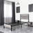 Twin Size Gray Bed Frame With Led Light And Charging Station, Metal Platform Bed With Wood Headboard-708611753-708611755