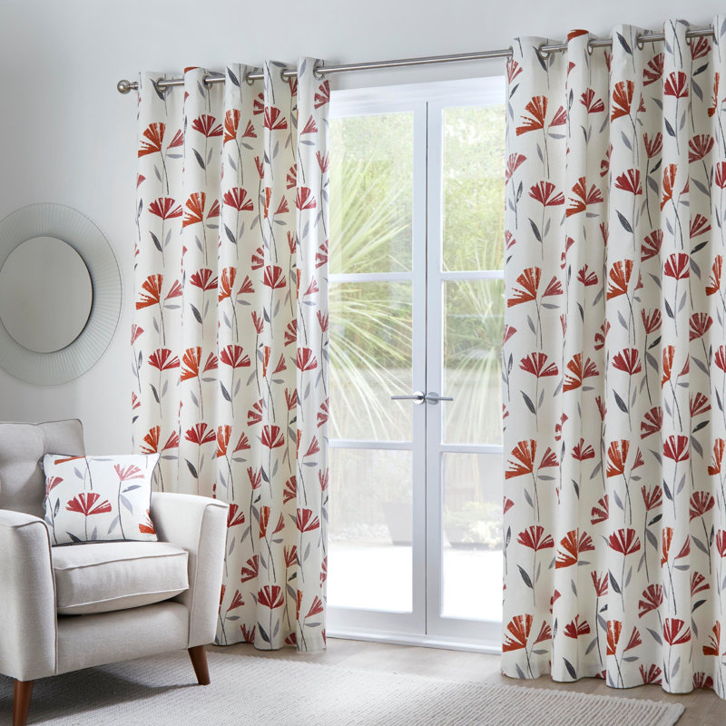 Cotton Semi Sheer Curtain Pair, Ochre, Width 229 x Drop 183 cm
