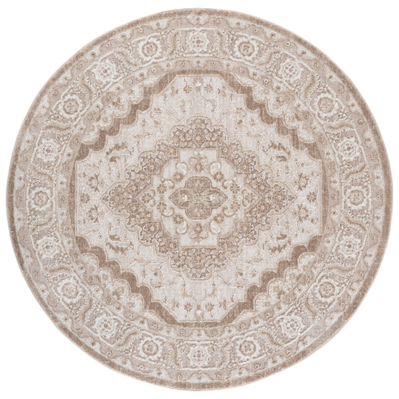 Polyester tissé à la machine Lunara; Jute / sisal Tapis oriental en polypropylène, Rond 6 pi 7 po x 6 pi 7 po