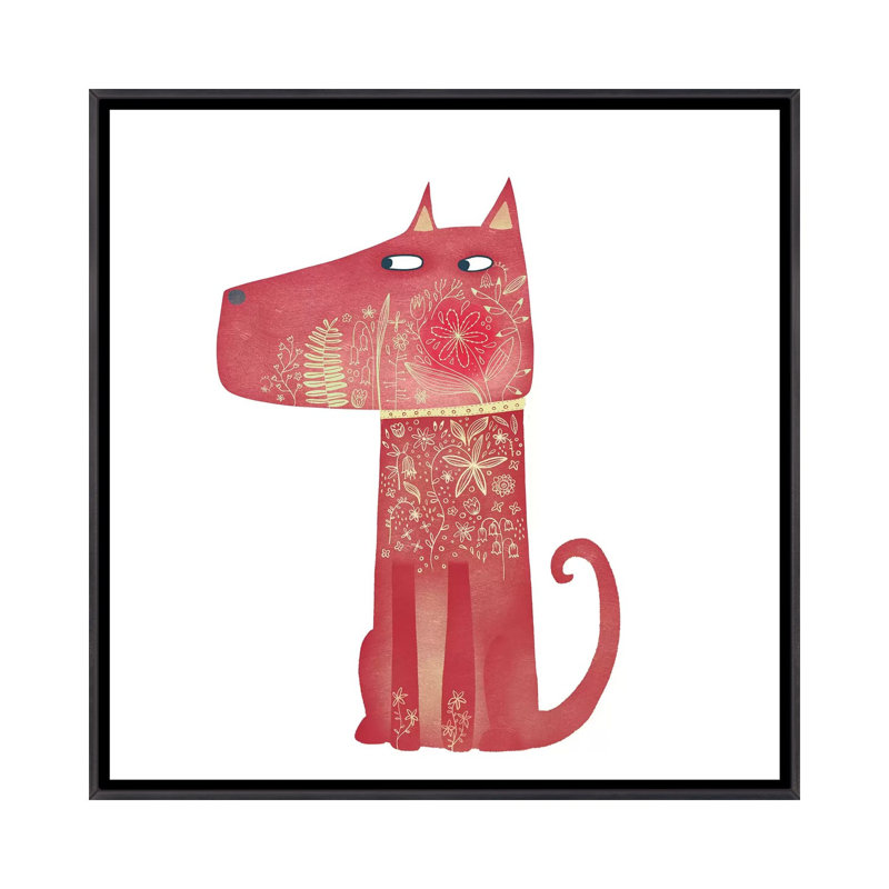 Flowerhound par Nic Squirrell - impression d'art graphique, H 37 po x l 37 po x P 1,5 po, Toile avec cadre noir patiné