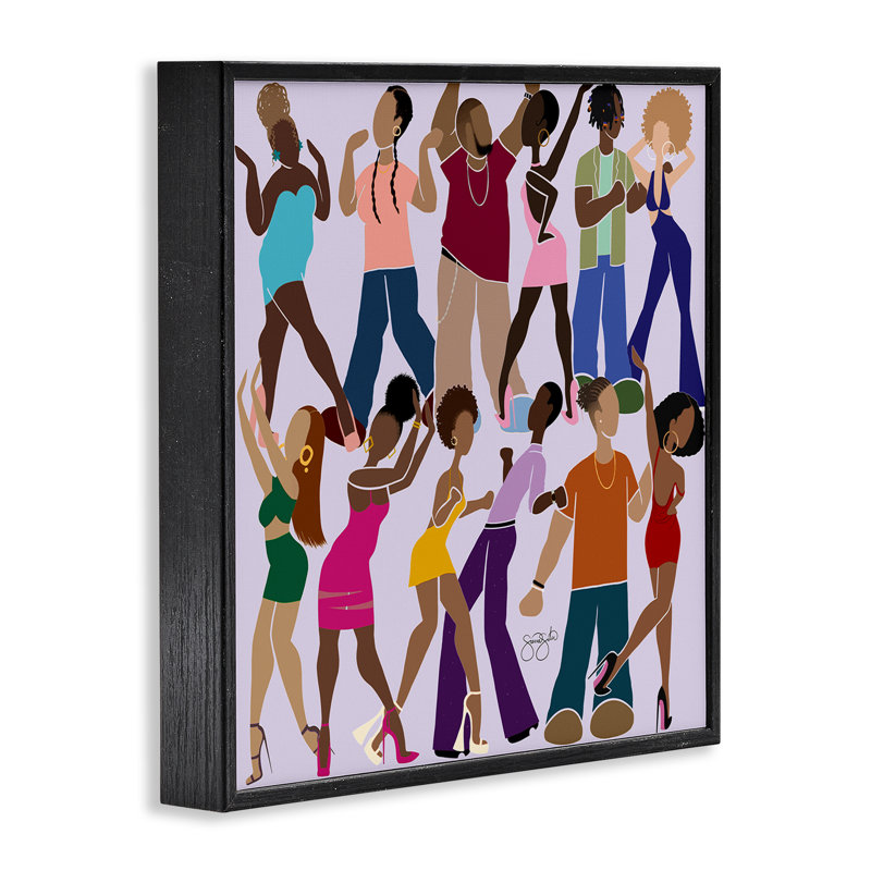 Giclée encadrée de Peace Peace & Dancing, conception de Sierra Siler, H 12 po x l 12 po, Giclée encadrée noir minuit