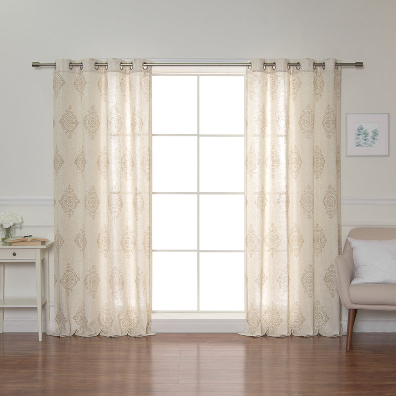 Paire de rideaux semi-transparents avec œillets Bagley, Beige