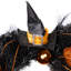 Couronne d'Halloween orange et noire avec sorcières et citrouilles 24 pouces non éclairée