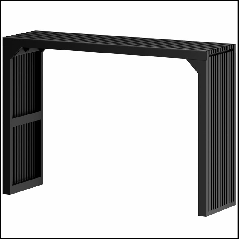 Console étroite de 46 pouces en bois massif noir pour des espaces de vie compacts et un décor élégant