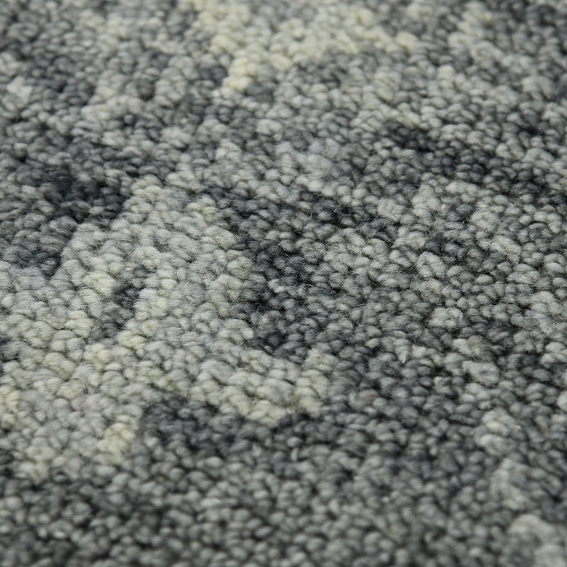 Tapis gris en laine noué à la main Divine Loise, Rectangle 2 pi x 3 pi