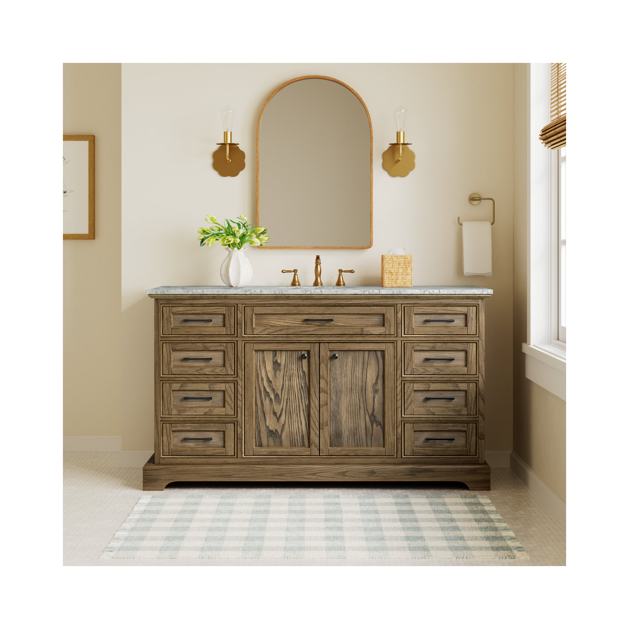 Hermes 60'' Single Bathroom Vanity, Dark Brown