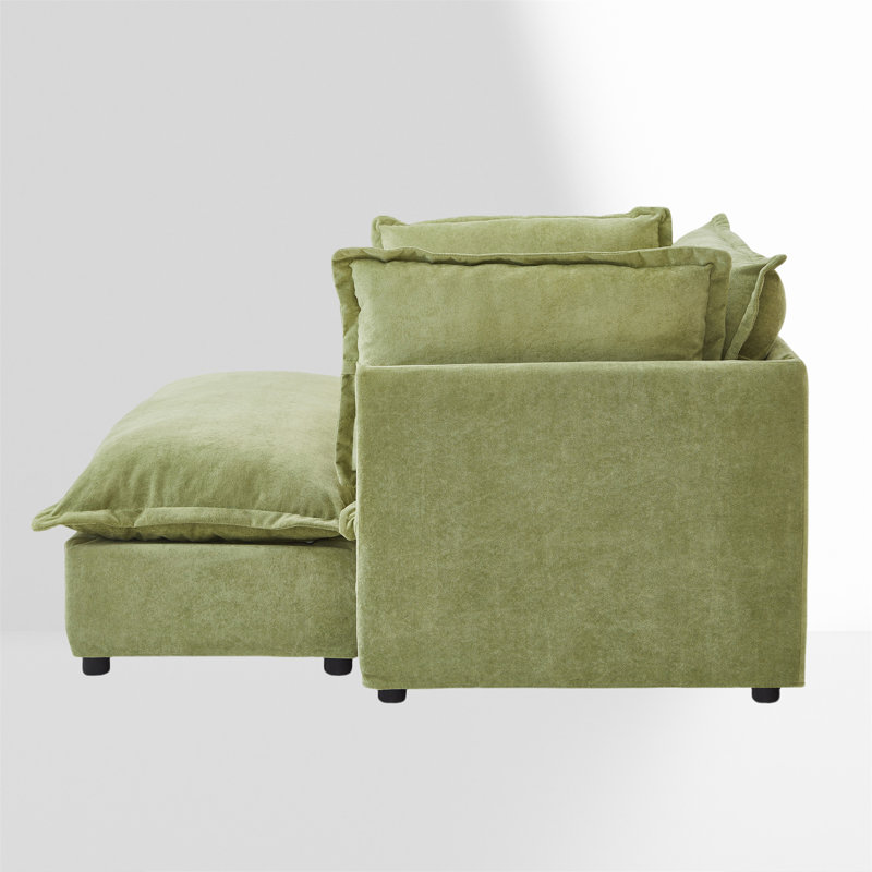 Accent Chair with Movable Ottoman, Green