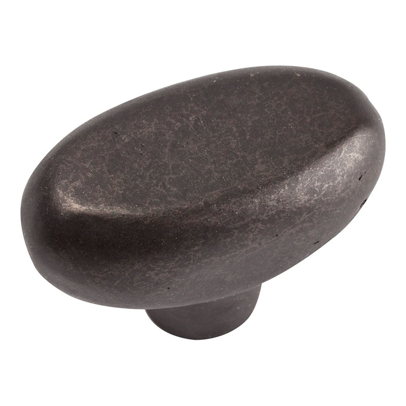Oil Rubbed Bronze Oval Rustic Knob with Mounting Hardware