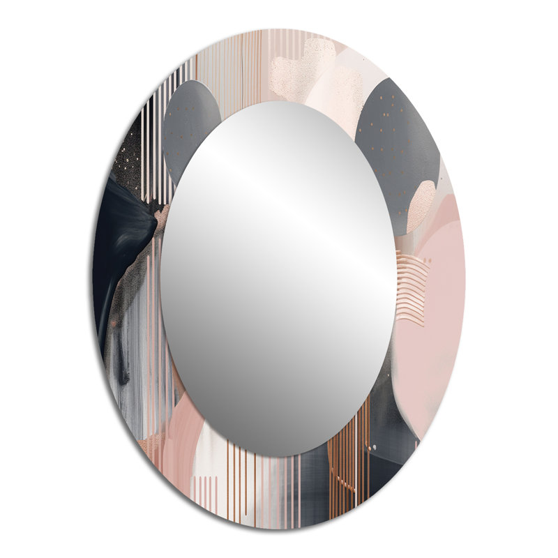 Miroir mural moderne gris Whispers Of Marble II, 40 po x 30 po