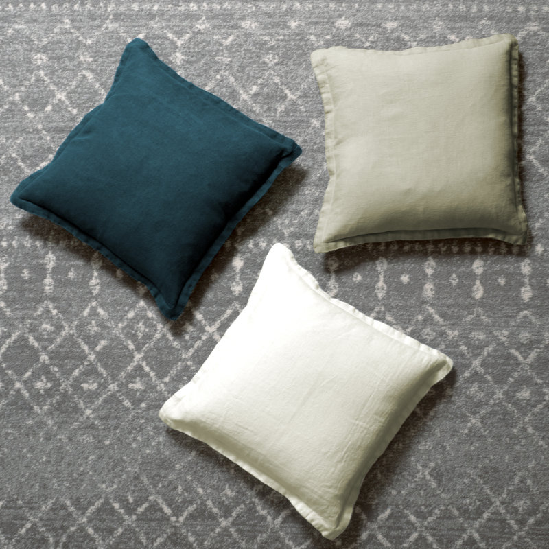 Sage Green Linen Decorative Pillow with Flange 20" x 20"