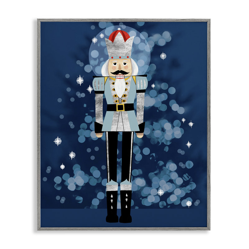 «Blue Holiday Nutcracker», art de la giclée encadrée par Grace Popp, Estampe numérique Farmhouse, H 14 po x l 11 po
