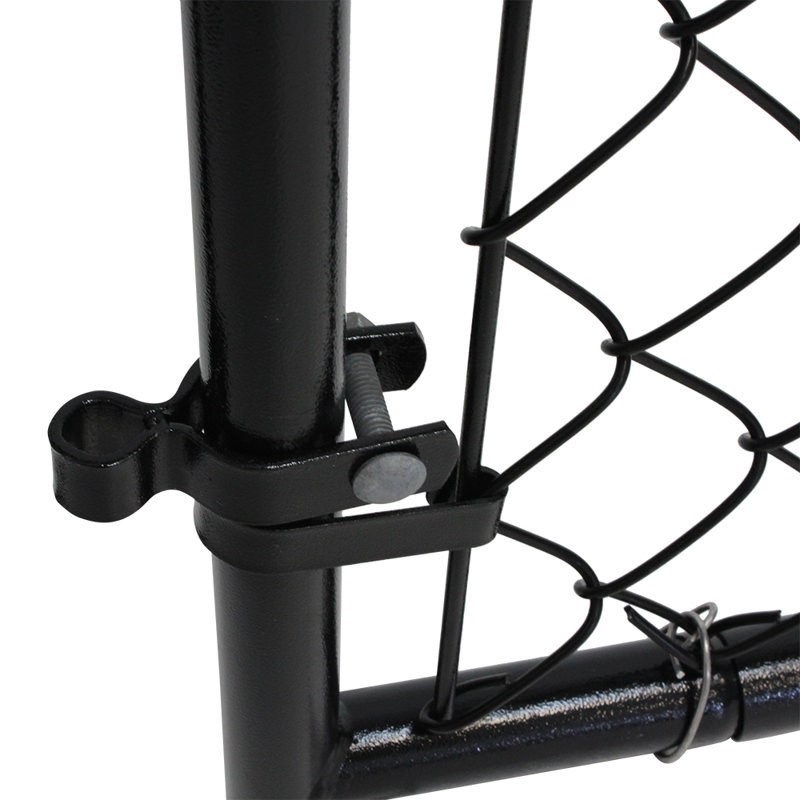 Black Adjustable Chain Link Walk-Thru Gate Kit with Steel Frame