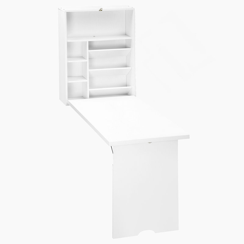 Bureau convertible mural pliable, bureau flottant multifonctionnel avec tablette de rangement