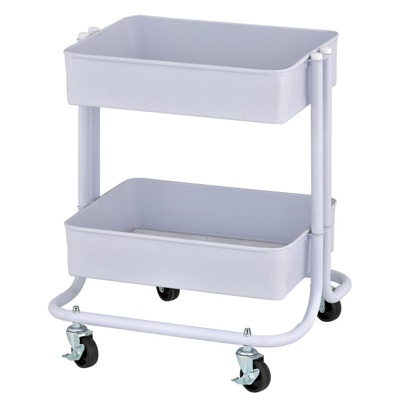 ECR4Kids 2-Tier Metal Rolling Utility Storage Cart, Multipurpose Organization, White