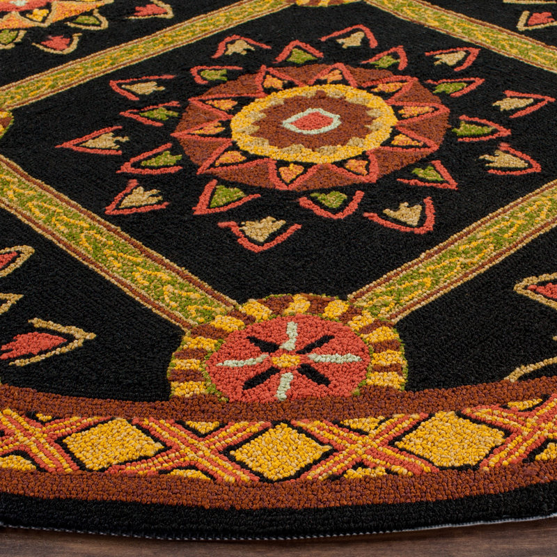 Michiko Hand Hooked Performance Geometric Rug, Round 6'