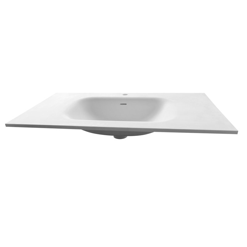 39'' Bathroom Vanity Top With Undermounted Solid Surface Rectangular Bathroom Sink, White