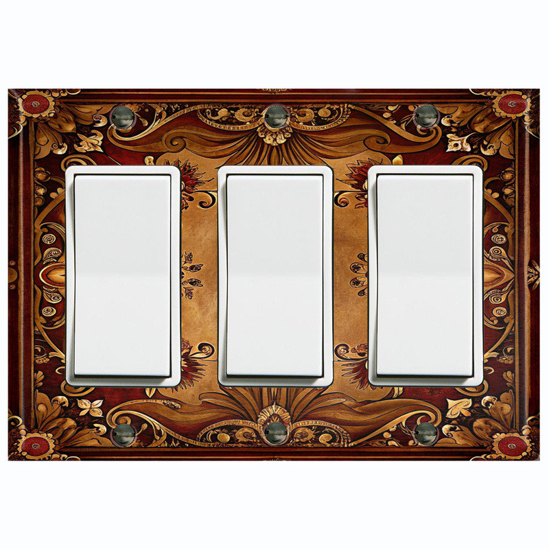Couvercle de plaque d'interrupteur en métal; Fauteuil à bascule GFI de taille 3 US - image imprimée d'un motif floral baroque