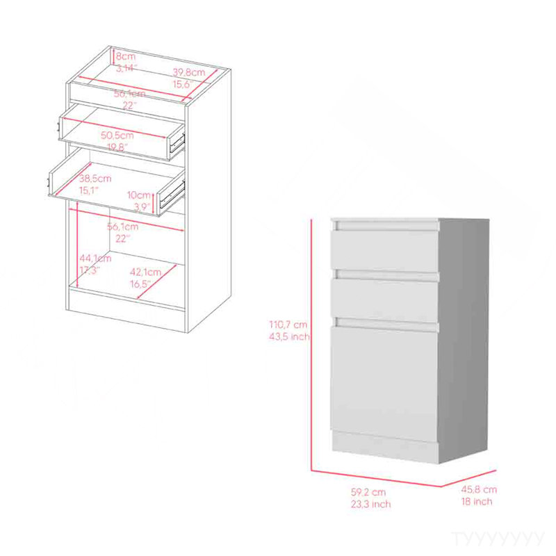 Commode Asturias, boîte à bijoux, finition blanche, Blanc