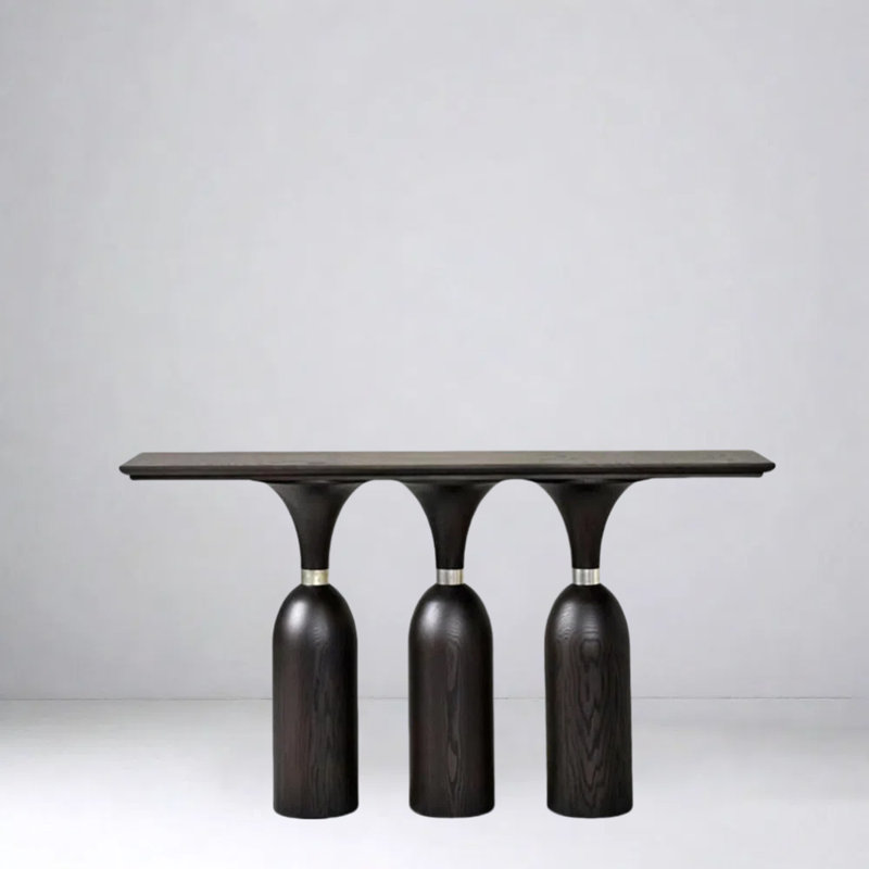 Table d'entrée en bois massif de style rétro, H 33,5 po x l 63 po x P 15 po