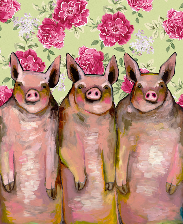 «Little Piggies», art sur toile, H 24 po x L 18 po x l 1,25 po