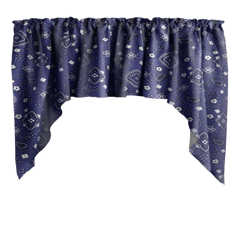 Cantonnière en mélange de coton P 58 po, Bleu marine
