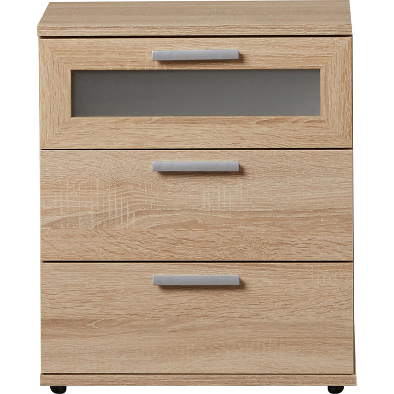 Ahart 45cm W Manufactured Wood Bedside Table, Oak