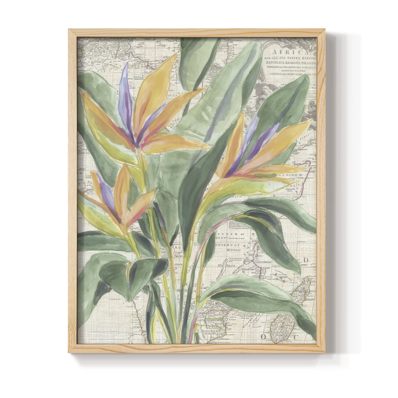 «Map Flora I», reproduction encadrée - bois massif, Naturel, H 15 po x l 12 po
