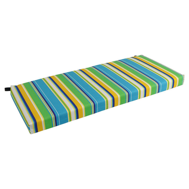 Outdoor 3'' Bench Seat Cushion, 42" W x 19" D, Blue/Green Floral