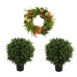Traditional Hydrangea Fall with UV Rated Outdoor Boxwood Drop-Ins