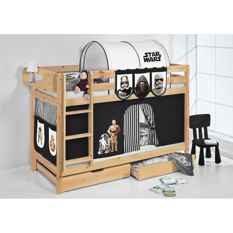 Lilokids European Single (90 x 200cm) Bunk Bed, Black, White