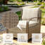 Ensemble de 3 chaises de conversation en rotin tissé pour l'extérieur de style pastoral, deux chaises simples et une table basse double couche-1633362663