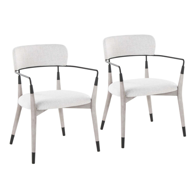 Ensemble de 2 chaises de salle à manger contemporaines avec revêtement en tissu et détails métalliques