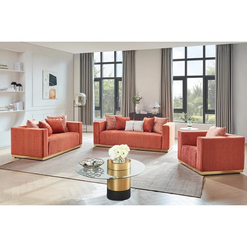 Ensemble de salon Whetzel, Tissu orange