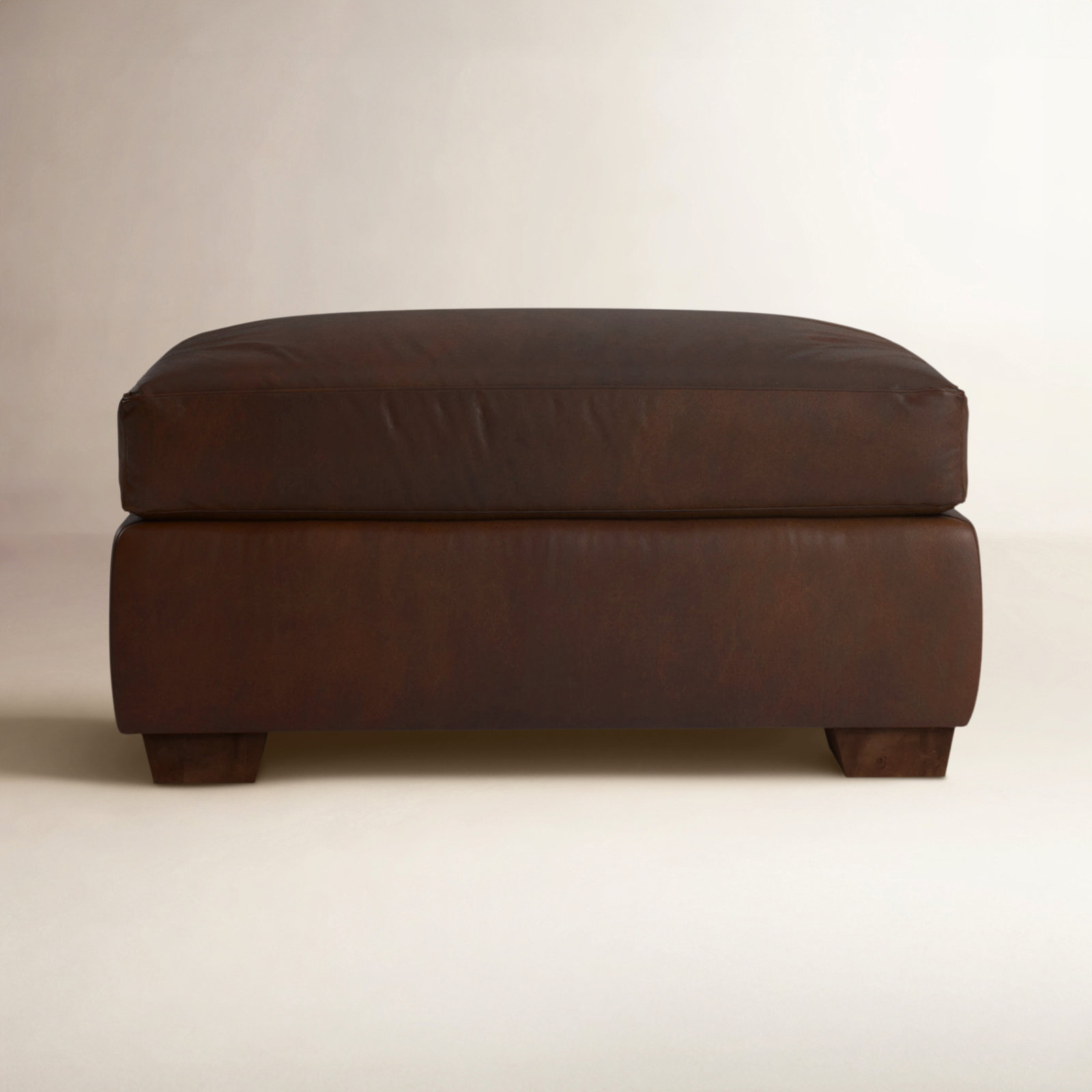 Mishal 34" Ottoman, Rustic Genuine Leather