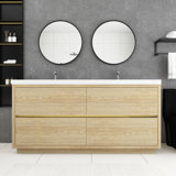 72 In. Freestanding Bathroom Vanity In Ash With Double Sinks
