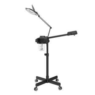 Saloniture 6 Wheel Rolling Base Magnifying LED Floor Lamp - Adjustable  Gooseneck 3X Magnifier with Dimmable Lights for Lashes, Facials, Salon