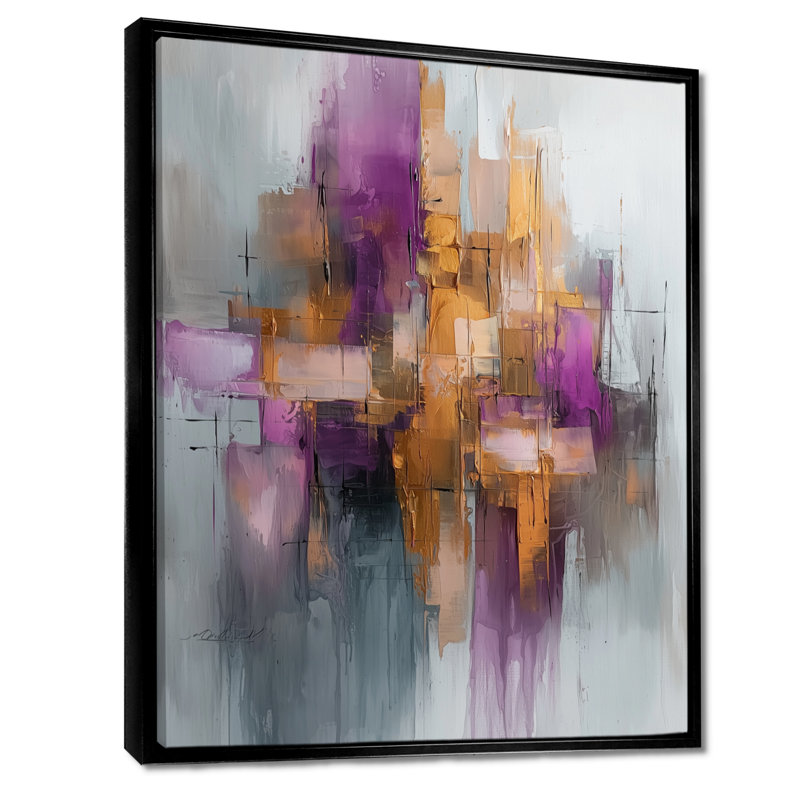 Obear liquide mauve Prismatic Maze II - encre liquide grand art mural, Noir, Reproduction avec cadre flottant