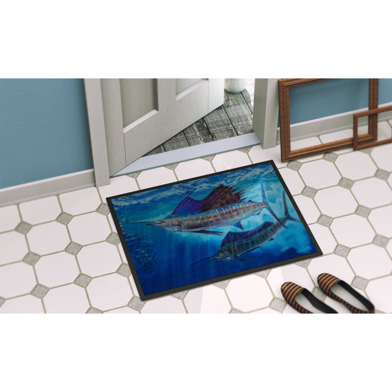 Large sailfish ouverte 36 po x 24 po tapis de porte extérieur antidérapant Buster