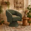 Fauteuil d'appoint pivotant, chaise de salon rembourrée moderne avec rembourrage épais pour la lecture, vert