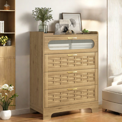 Commode de rangement polyvalente en bois avec design texturé - armoire décorative décorative pour n'importe quelle pièce