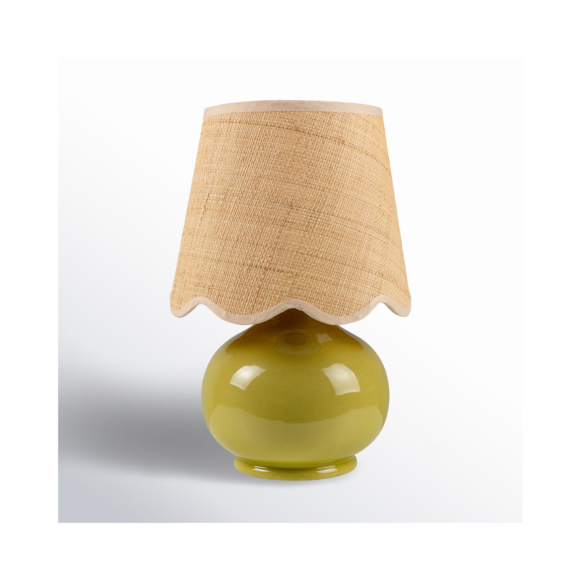 Momsen Scallop Shade Lamp, 13"" H x 8"" W x 8"" D, Natural, Chartreuse