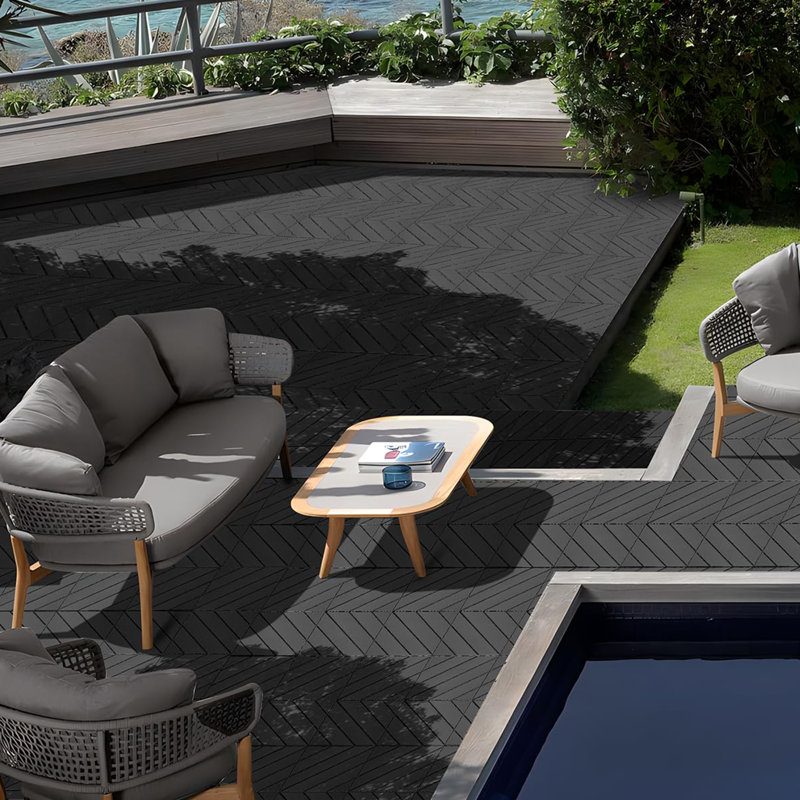 Carreaux de terrasse 12 po x 12 po en plastique gris à emboîtement toutes saisons (44 PCS)