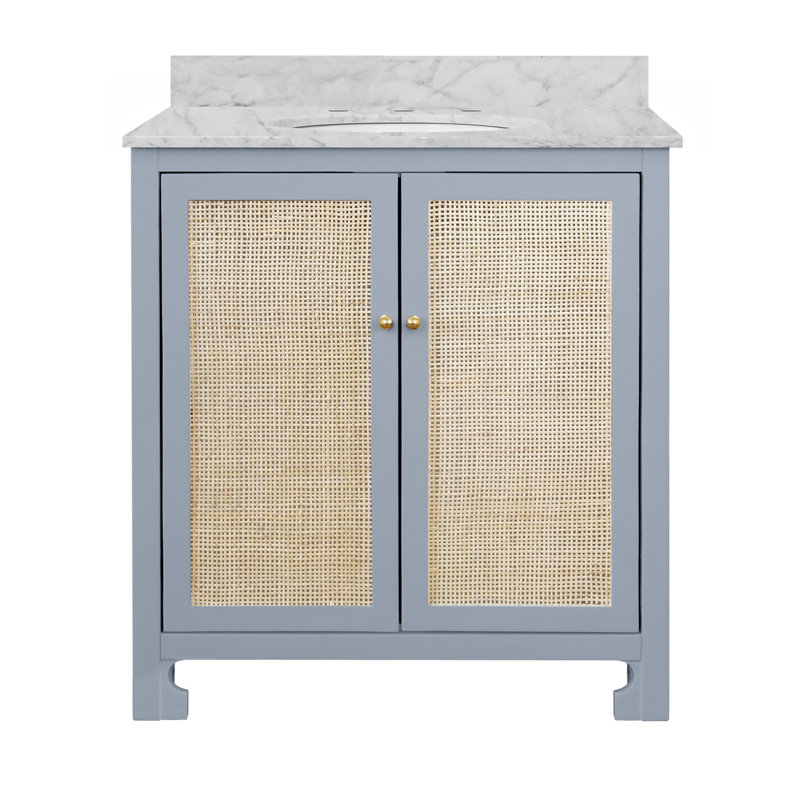 Meuble-lavabo sur pied simple 30,5 po avec comptoir en marbre de Carrare