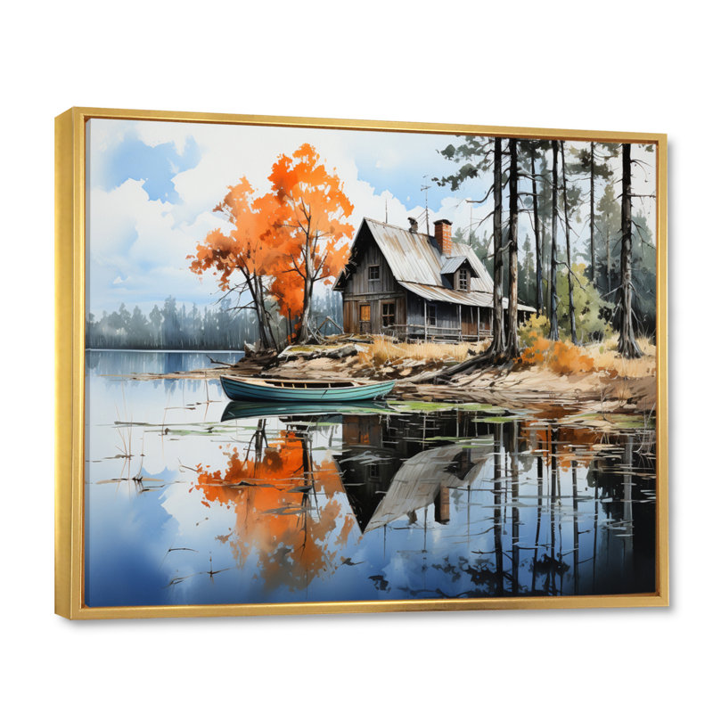 Brown Lakehouse Reflections Of Solitude IV - Lake House Cottage Canvas Prints, H 24 po x l 32 po x P 1 po