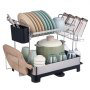 2Tier Dish Drying Rack Dish Drainer Stainless Steel Kitchen Utensil Holder