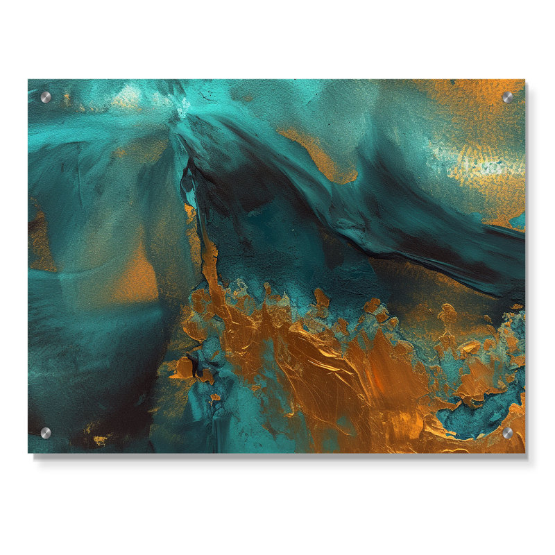 Méditerranée méditerranéenne II - art mural abstrait en acrylique, H 12 po x l 20 po