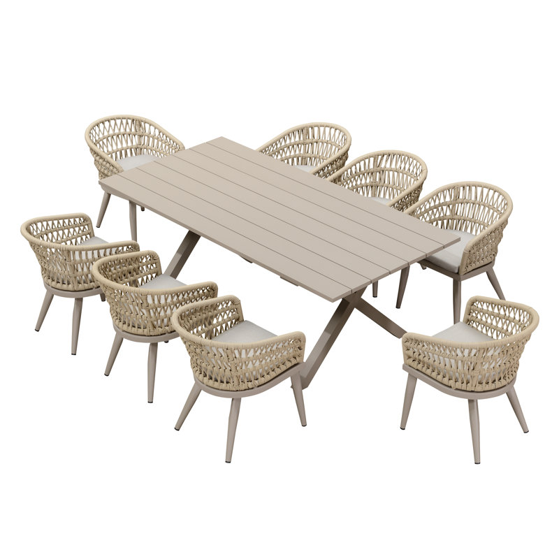 Ensemble repas de patio, 8, 29.13" H x 86.61" W x 38.58" D