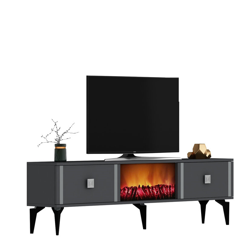 Keikei Unfinished TV Stand, Brass/Grey