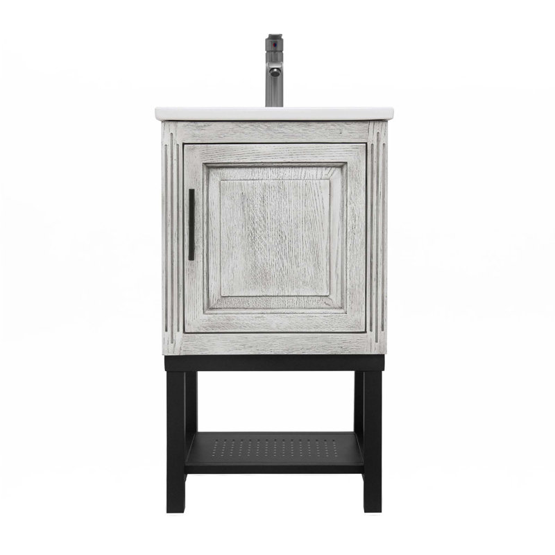 20" Small Bathroom Vanity With Sink & Hot And Cold Faucet, White